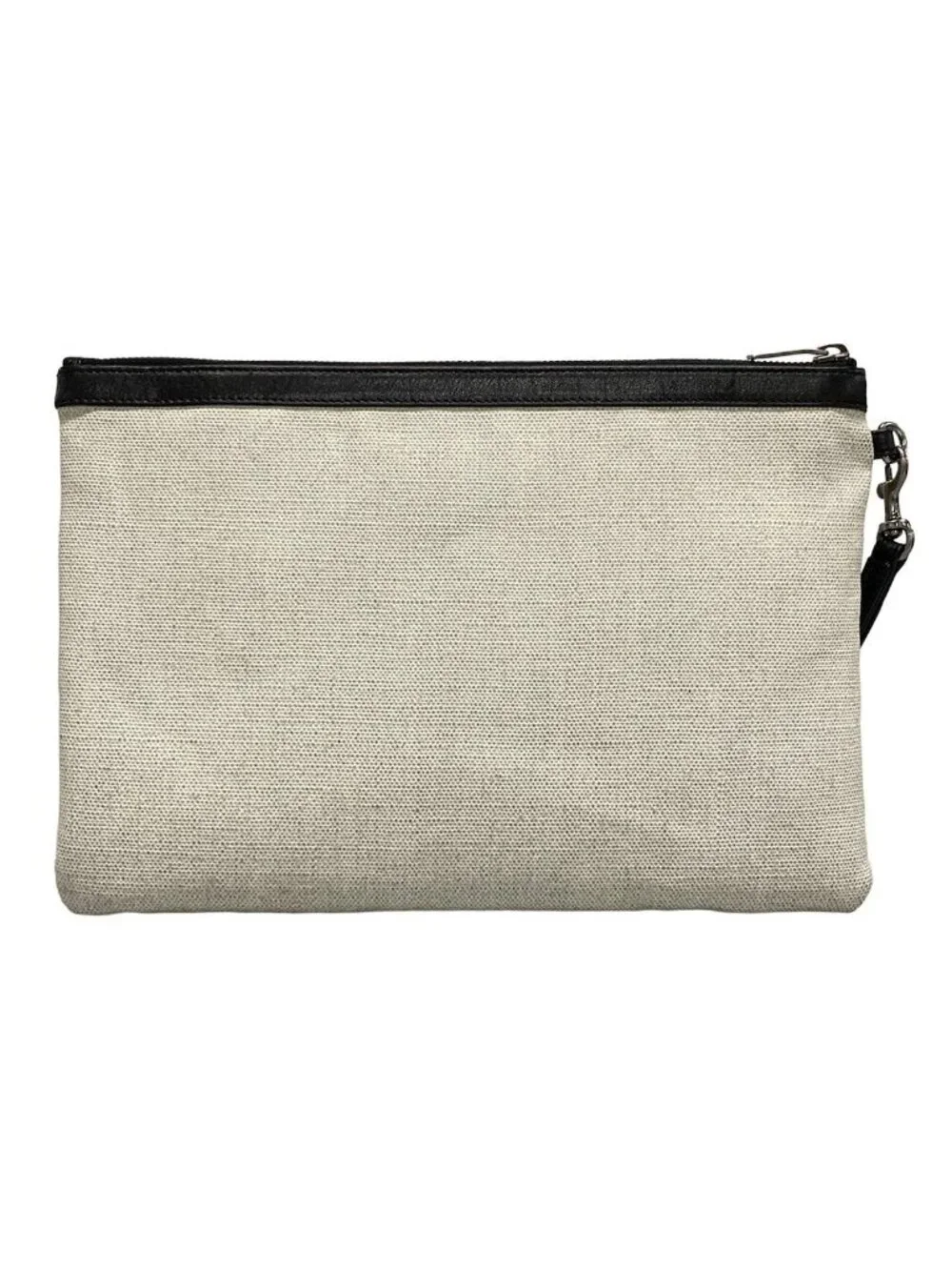 ★SOLD★ Saint Laurent Paris Clutch Pouch Rive Gauche White Black Leather - Picture 3 of 11